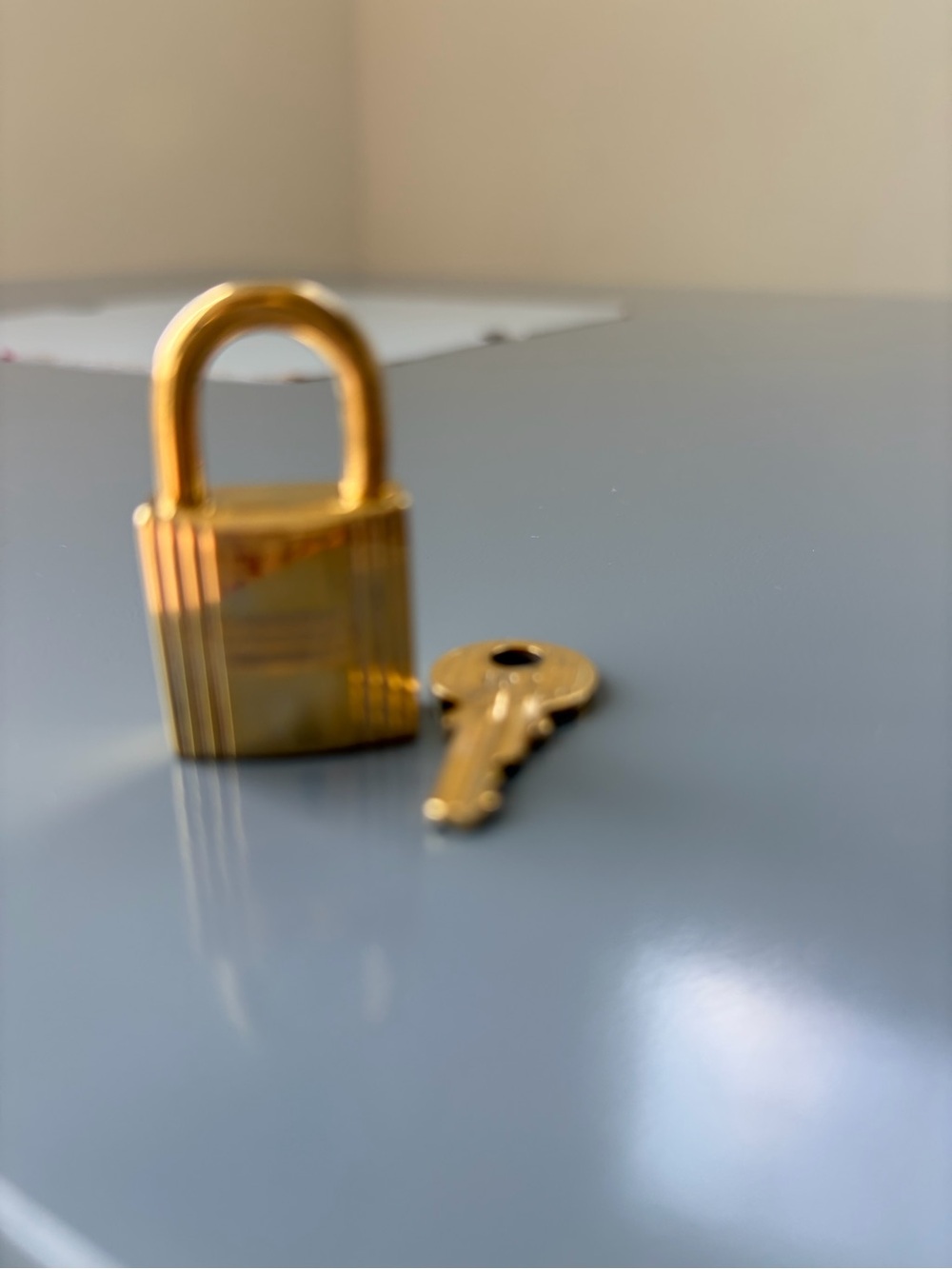 Hermes Gold-Tone Padlock and Key Keychain Accessory - Picture 4 of 6